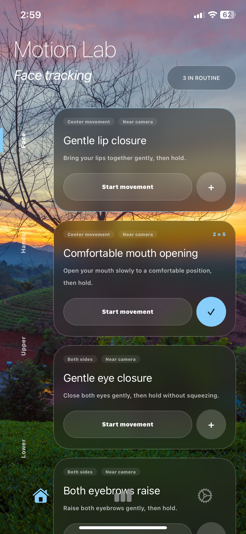 Remend exercise library shown inside the app